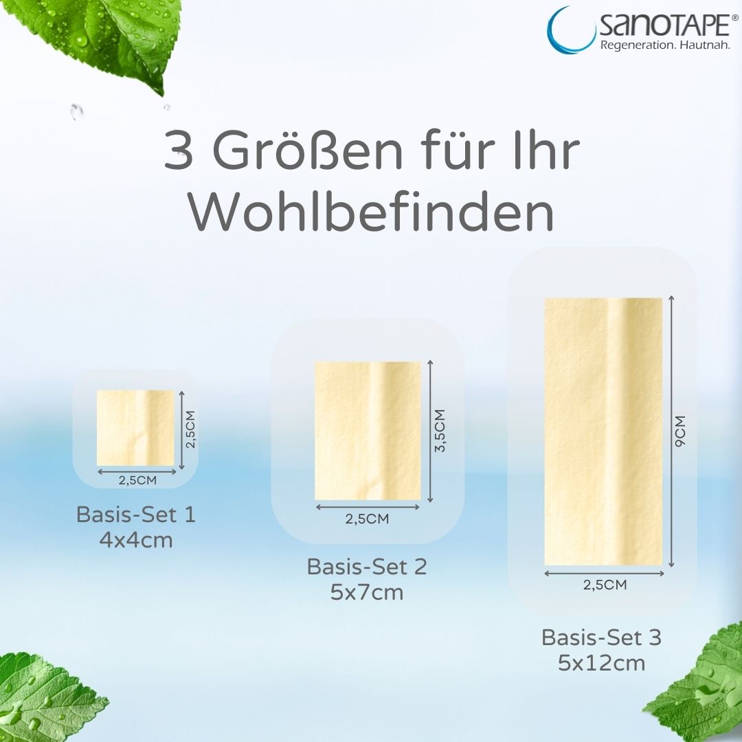 3 Größen von Sanotape aus den Basispaketen