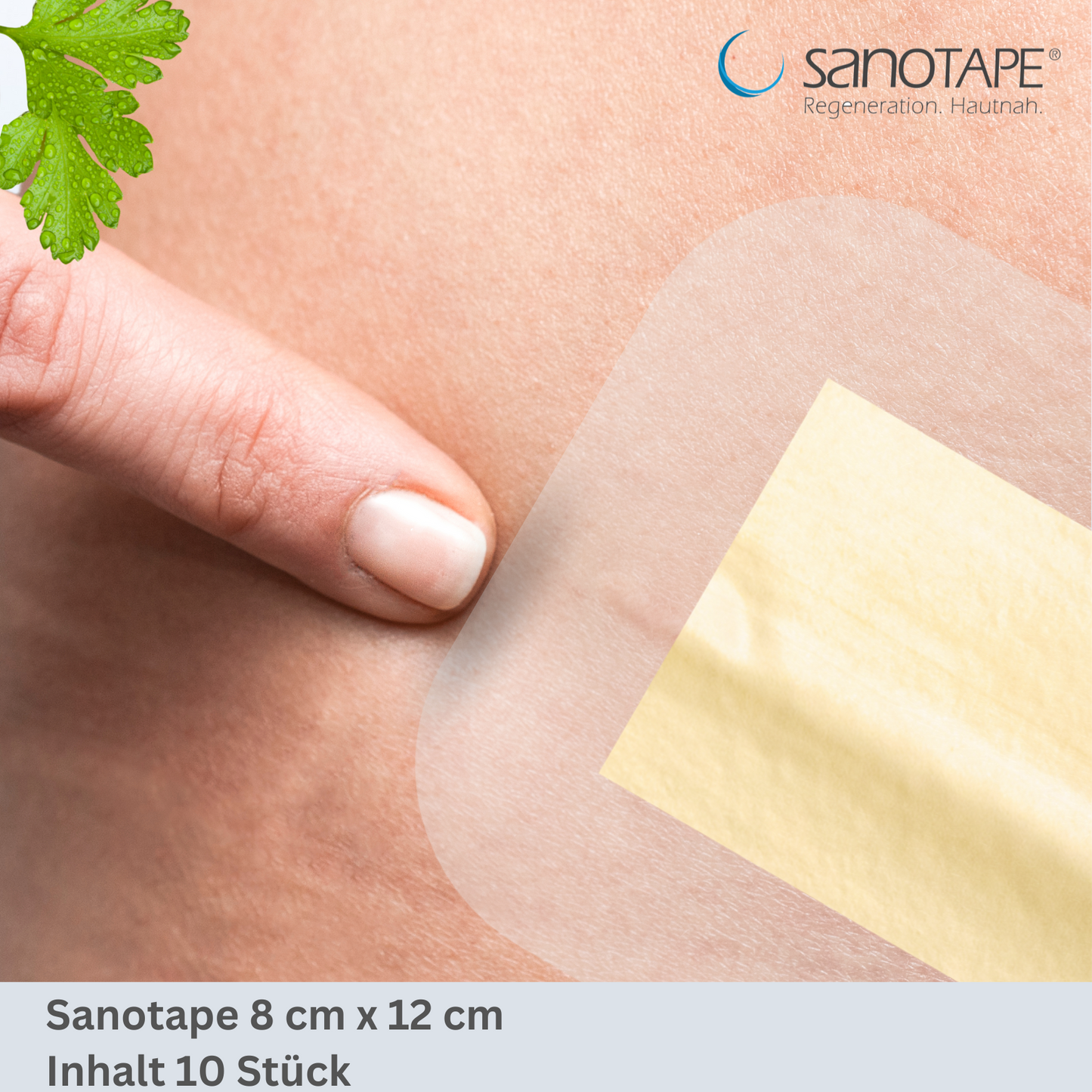 Sanotape® in Größe 8x12 cm zur Narbenversorgung und Prophylaxe von Druckstellen und Dekubitus