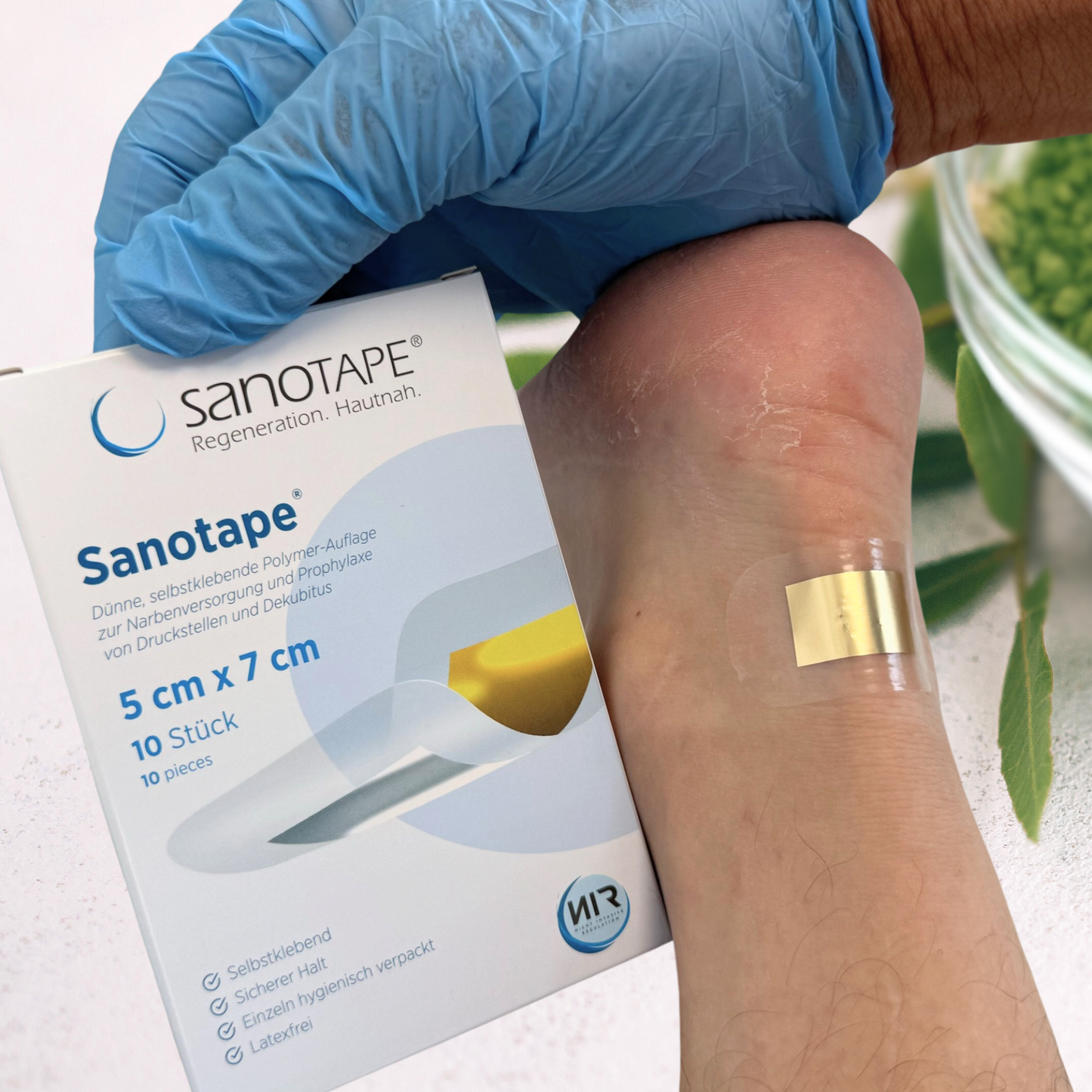 Sanotape® in size 5x2.5 cm for scar care and prophylaxis of pressure sores and decubitus